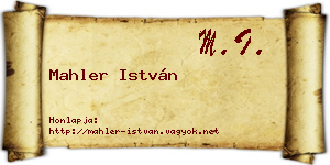 Mahler István névjegykártya